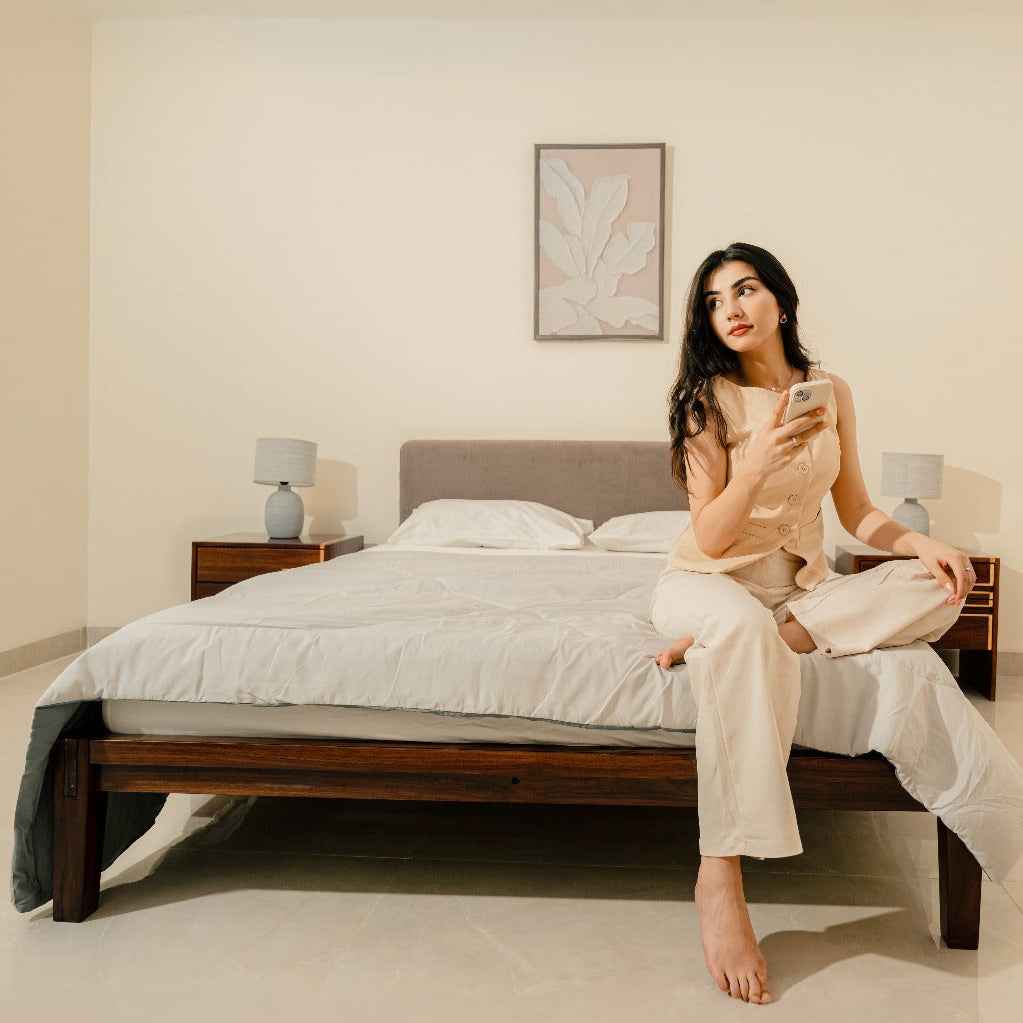 Bed With Pillowboard - Walnut