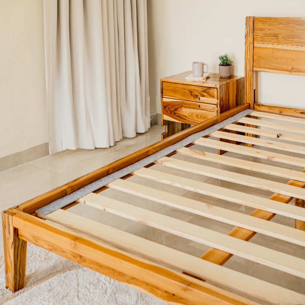 Bed with Headboard Natural Teak image