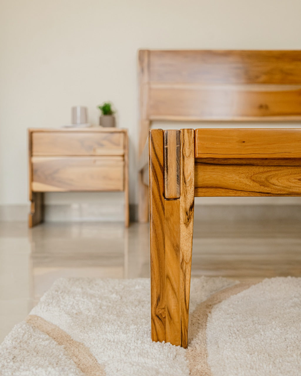 Natural Teak Bed with headboard