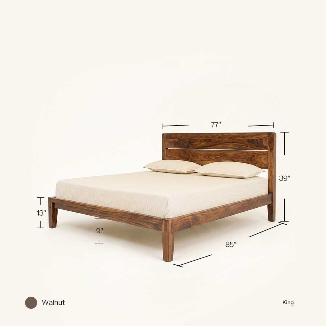 Bed with Headboard Walnut