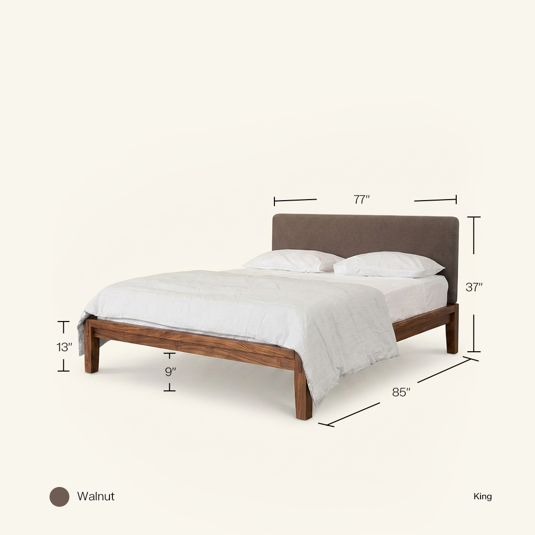 Bed With Pillowboard - Walnut