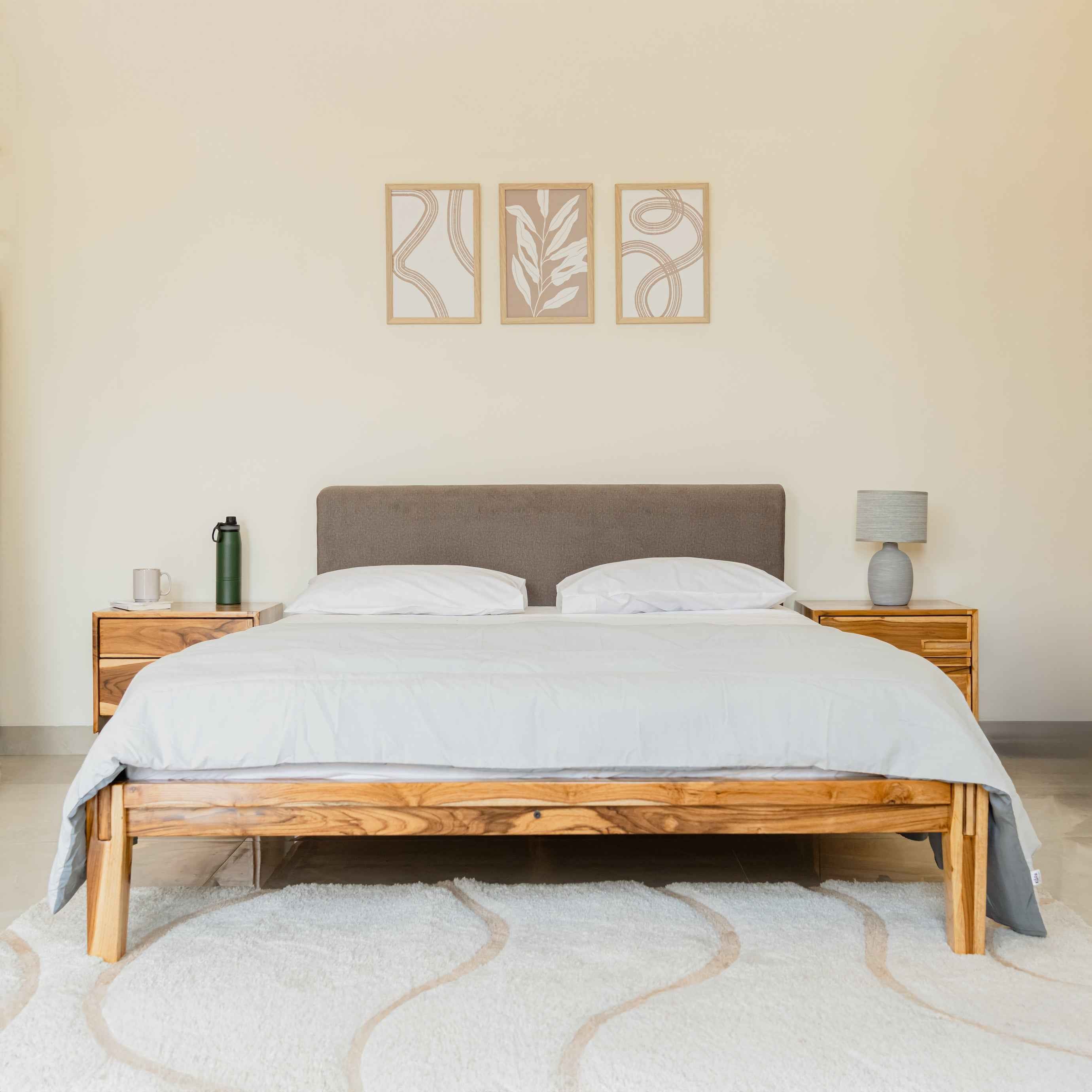 Bed With Pillowboard - Natural Teak