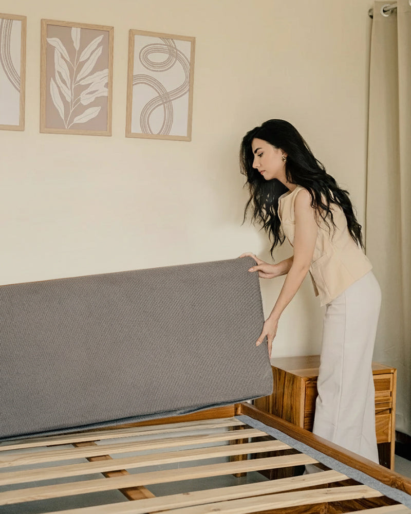 Bed With Pillowboard - Walnut