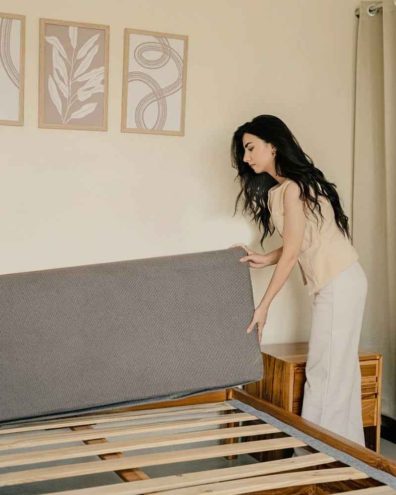 Bed With Pillowboard - Walnut