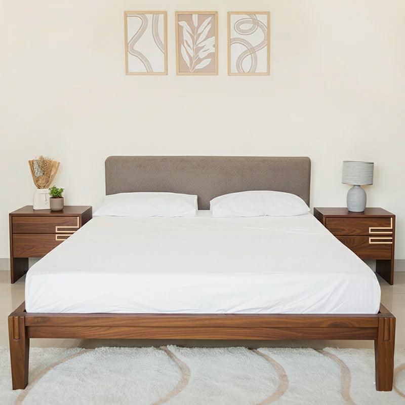 Bed With Pillowboard - Walnut