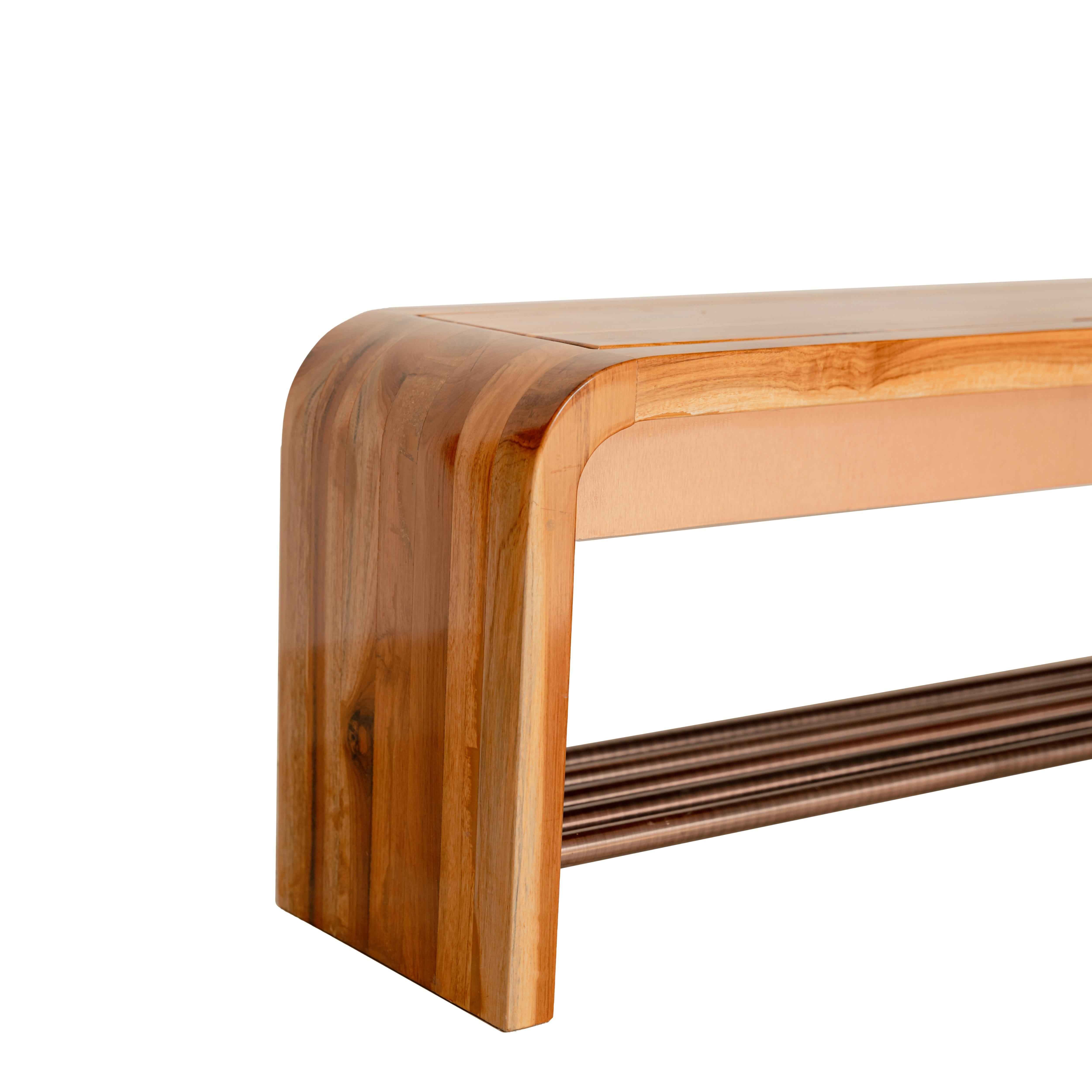 Curved Shoe Rack Natural Teak