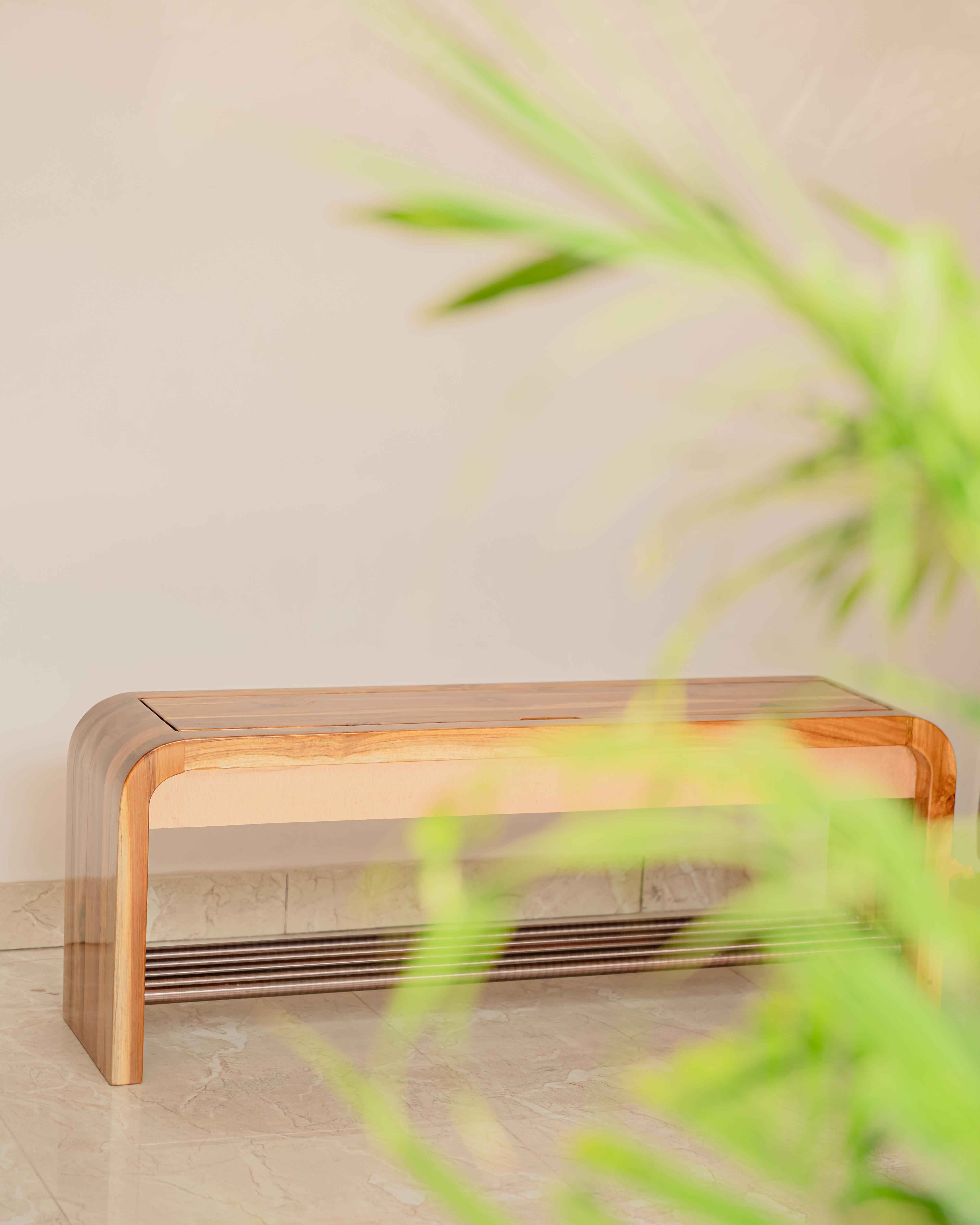Curved Shoe Rack Natural Teak