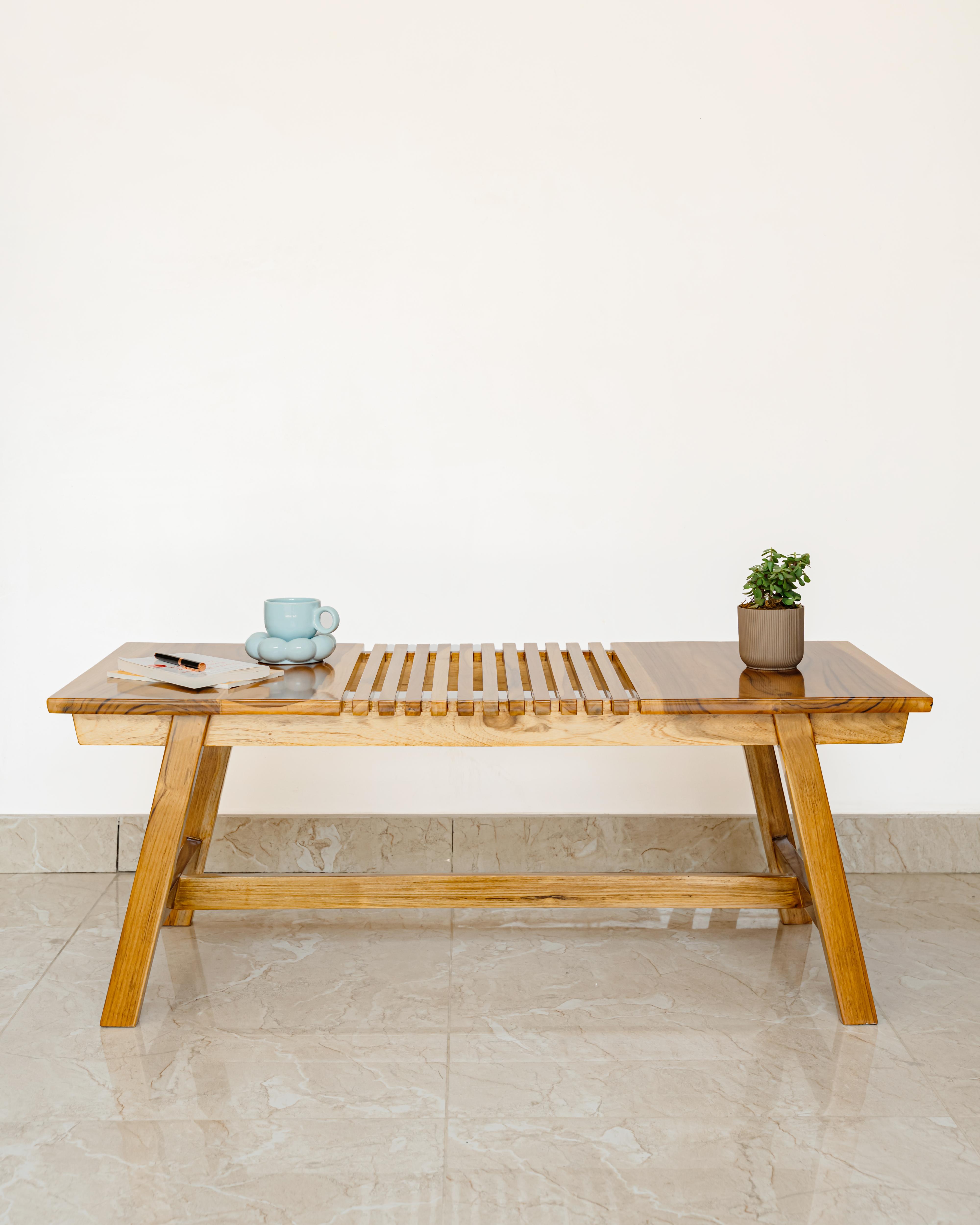 Wooden coffee Table with natural teak variant