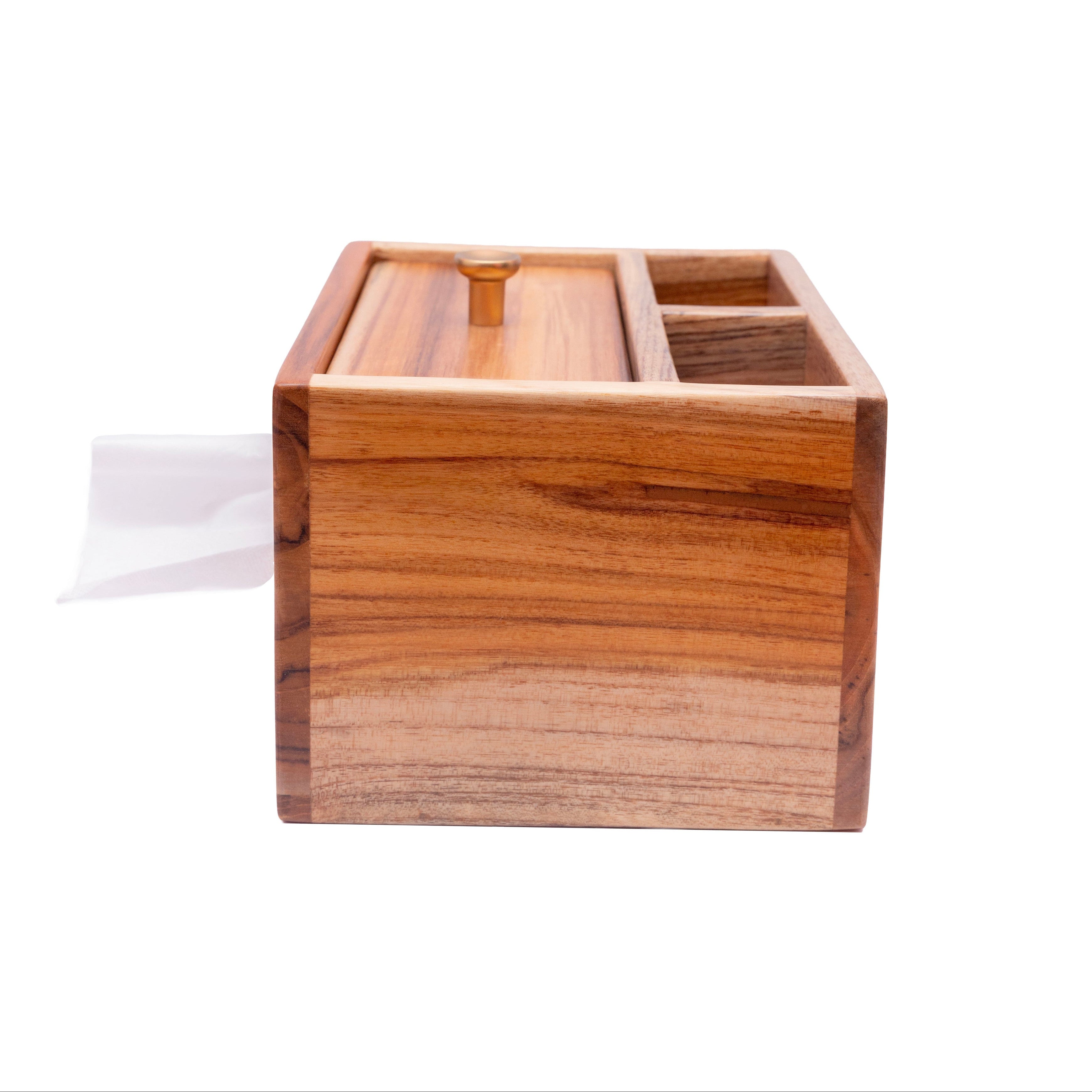 Tissue & Remote Caddy Natural Teak