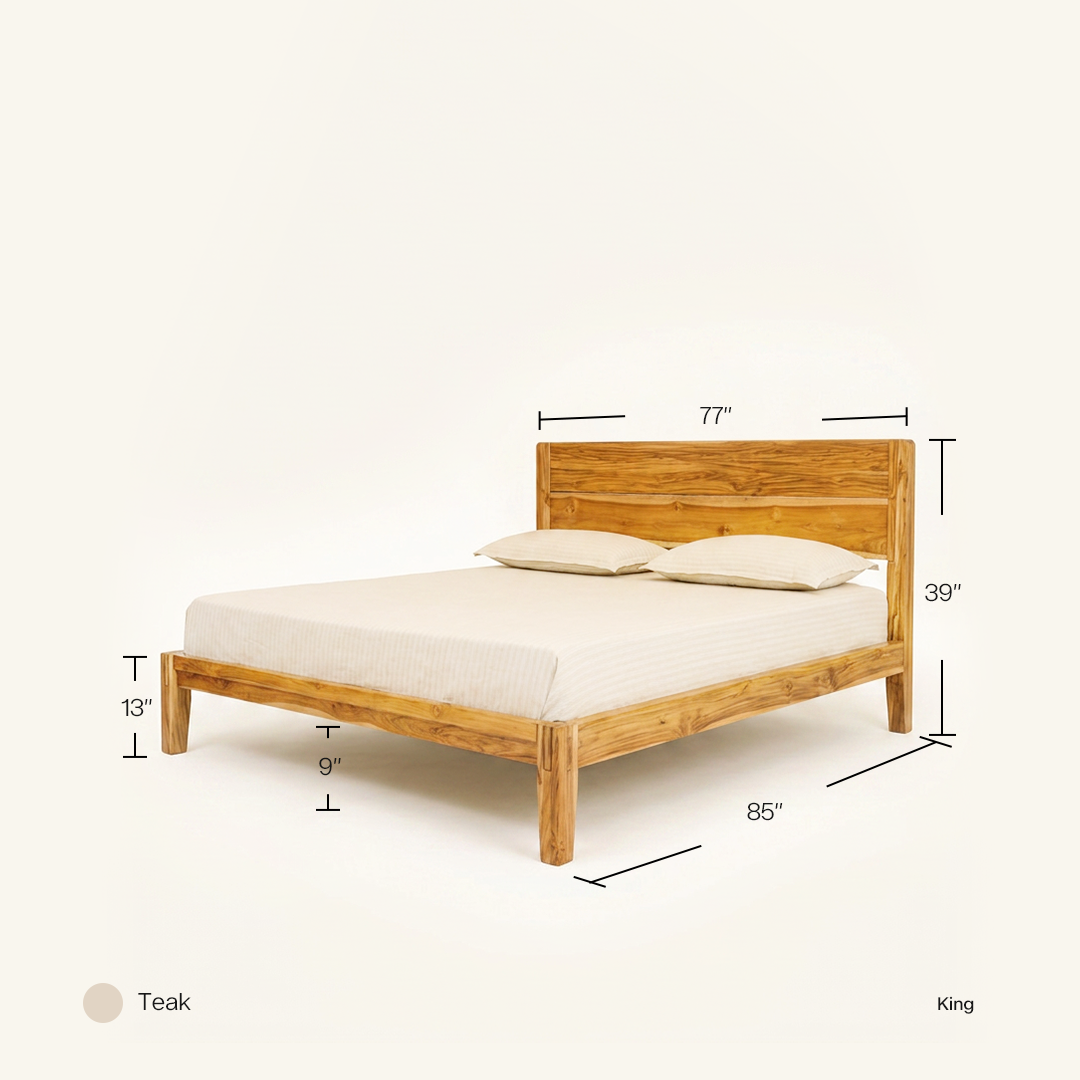 Bed with Headboard Natural Teak