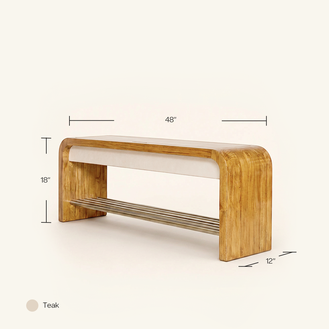 Curved Shoe Rack Natural Teak