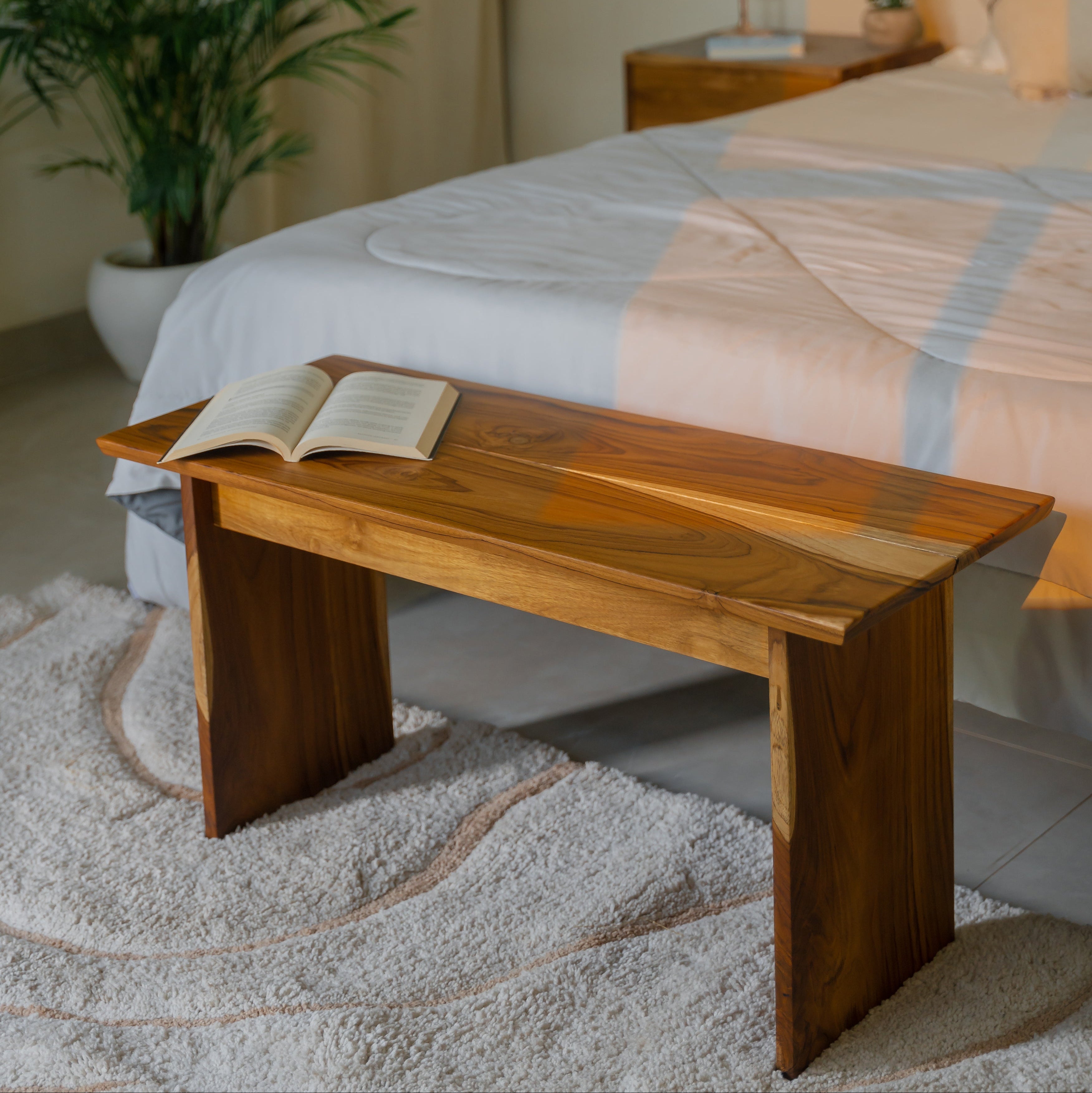 Pillar bench Natural Teak