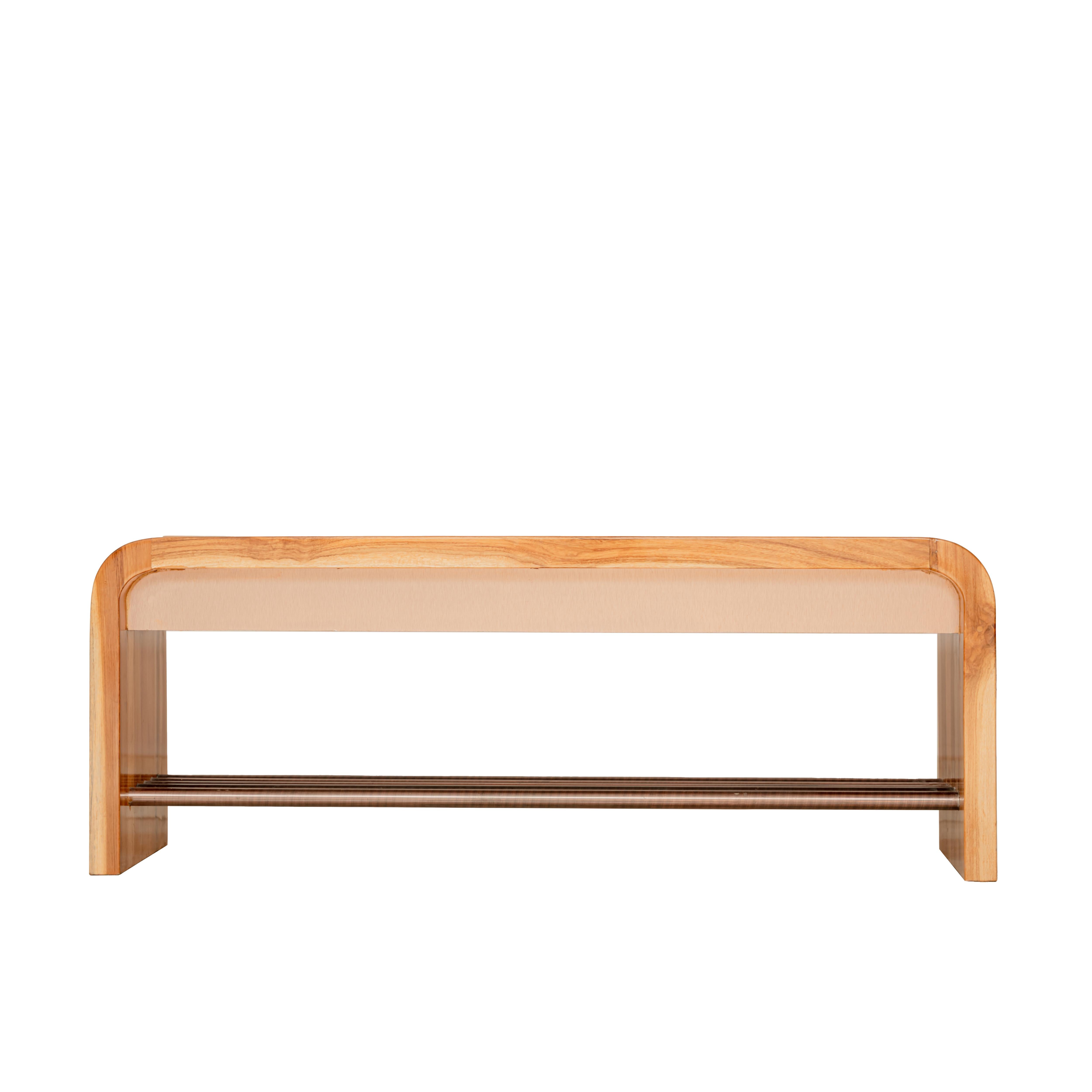 Curved Shoe Rack Natural Teak