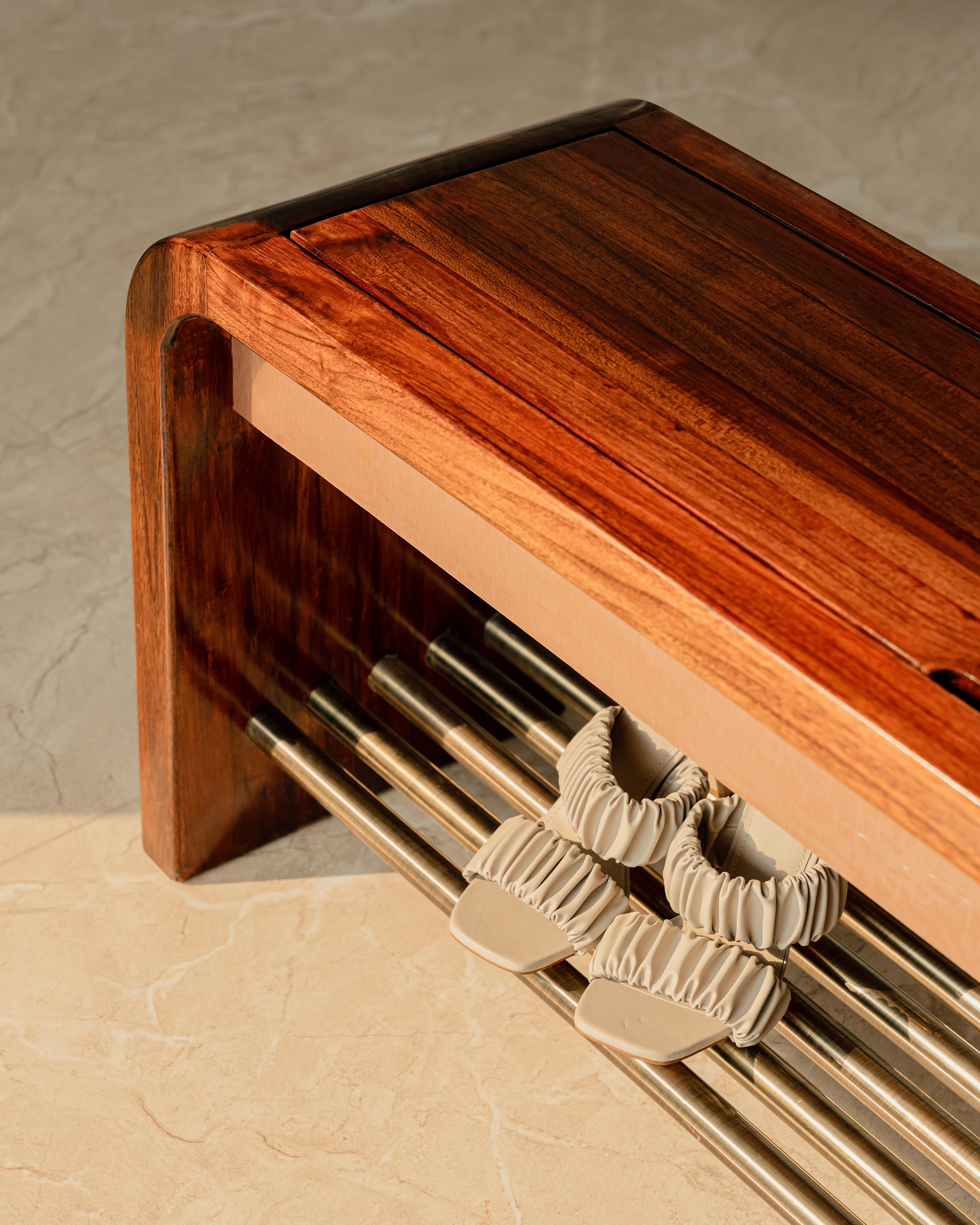 Curved Shoe Rack Walnut