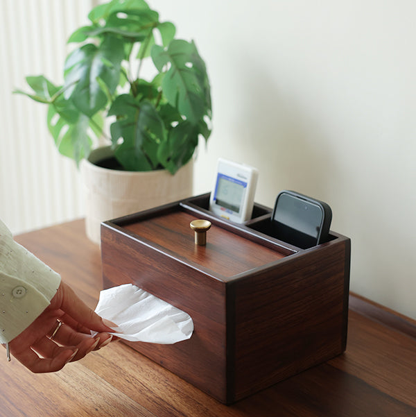 Tissue & Remote Caddy - Walnut